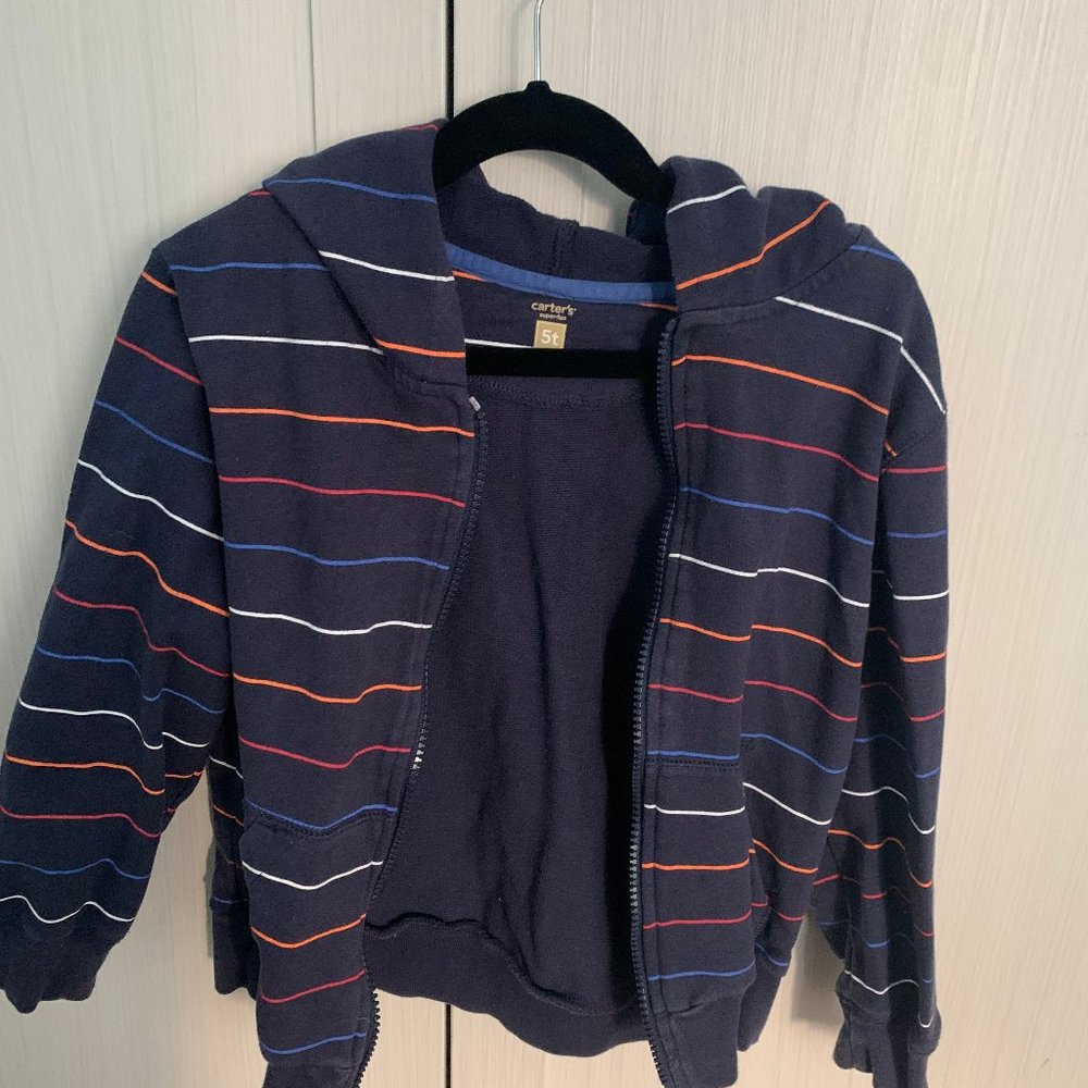 Boys Carters striped hoodie Sweatshirt size 5
